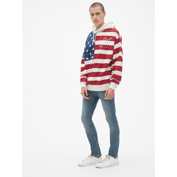 Pierre Balmain x GAP Collab Hoodie Size M Mens Red White & Blue - Picture 8 of 13